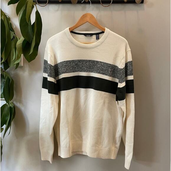 IZOD Crewneck Sweater | Striped, Classic Fit, Neutral Colors, XL, NWOT - Picture 1 of 9